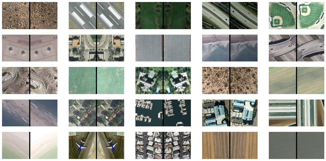 Grid comparing original UC Merced images with their augmented versions showing flips, rotations, and brightness changes