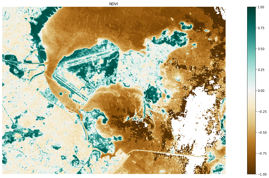 NDVI map of Rio de Janeiro, with green-brown colormap showing vegetation density