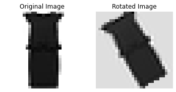 Side-by-side comparison of original dress image and 30-degree rotated version